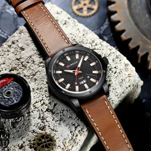 Curren Date Leather Strap Watch (P07025)
