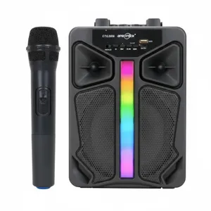 GTS 2066 Wireless Portable Bluetooth Speaker With Led Light Support Mic,FM,AUX,USB,TF Card [With Wireless Mic]