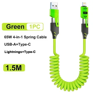 4-in-1 65W Multi-Port Fast Charging Spring Cable