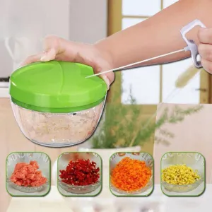 Easy Vegetable Chopper Onion Garlic Fruits Meat Speedy Spin Cutter Manual Hand Shredder Grinder Mixer Nicer Dicer