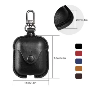Protective Leather Case for Apple AirPods 1  2 ΓÇô Premium Soft Leather Cover with Keychain