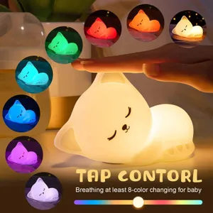 LumiPawsâ¢ Executive Rechargeable Silicone Cat Night Lamp, LOVERUIS Cute Night Light for Kids Cat Night-Light Baby Girl Squishy NightLight 1/3 Hour T