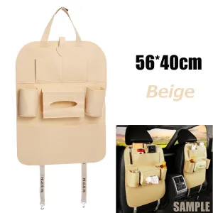 Car Seat Back Multi-Pocket Storage Bag Organizer Holder Accessory Peach .