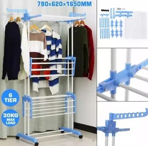 3 Layer Cloth Rack (P01730) 3 Layer Clothes Rack Hanger Stainless Steel Floor Cloth Dryer Stand