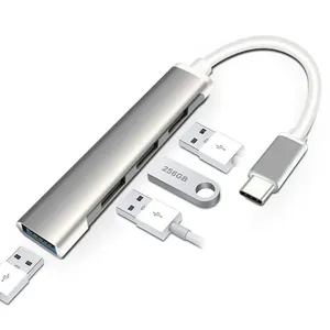 4-in-1 USB-C Hub Multiport Adapter ΓÇô Aluminum Body USB Splitter