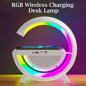 Portble Bluetooth Speaker White Noise RGB Light Loudspeaker with LED Display 15W Wireless Phone Charger Support FM TF USB AUX