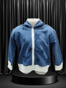 Blue Star Printed Hoodie for Kids ├ó┬Ç┬ô Soft Cotton Zip-Up Jacket