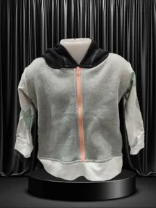 Grey and Black Kids Zip-Up Hoodie ├ó┬Ç┬ô Soft Fleece Jacket with Peach Zipper