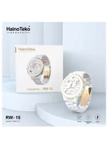 Haino Teko Germany RW 15 White Ceramic Smart Watch IP68 Waterproof Activity Tracker with Three Style Strap for Women