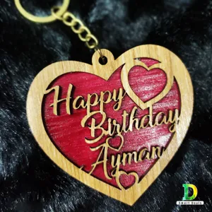 Customized Name Heart Shape Key Tags With Emboss Name, King Wishes Key Tags, Personalized Wooden Key Tags, Key Copper Chain, Key Ring Love Gift.