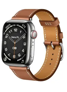Hainoteko Smart Watch S8 Max Silver Edition with Stainless and Leather Strap