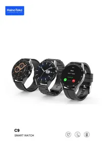 Haino Teko Germany C9 Smart Watch with 3 Pairs Strap and Wireless Charger For Men's Black