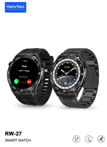 Haino Teko Germany Smart Watch RW 27 Round Sports Edition with Two Set Strap and Wireless Charger For Men's and Boys Black