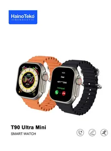 Haino Teko Germany T90 Ultra Mini Smart Watch with Two Set Strap and Wireless Charger 45mm for men's and women's
