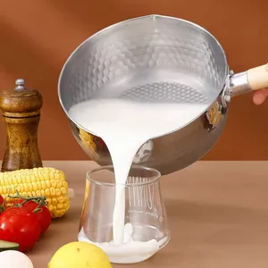 Stainless steel pan Japanese Snow Pan Wooden Handle 18cm