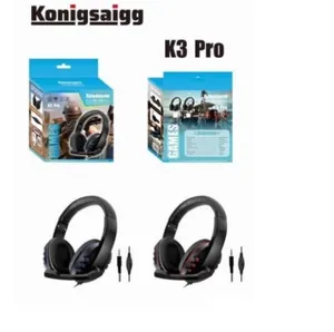 Gaming Headphone K3 Pro Headset Over the Ear Stereo Surround Shock proof Bass Earphone With Microphone