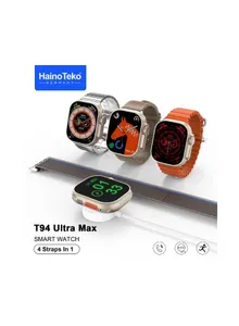 Haino Teko Germany SmartWatch Ultra Max T94 with 4 Seat Strap and Wireless Charger