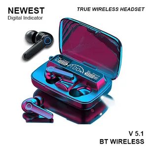 M19 Tws wireless earbuds Touch Wateroof Led display with 3000mAh powerbank box 2023 new product